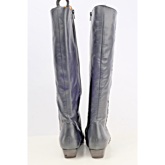 JOHN FLUEVOG Britney Black Leather Knee High Western Cowgirl Boots Size 10.5 - Picture 14 of 16